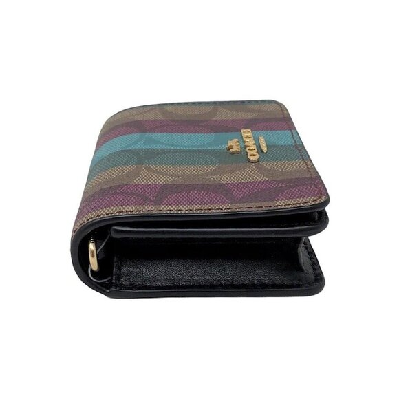NWT Coach Mini Wallet On A Chain In Signature Canvas with Stripe Print - Picture 4 of 8